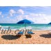 Lounge Chairs and Beach Umbrella on the Beach, Fort Lauderdale Beach, Florida, USA Print   